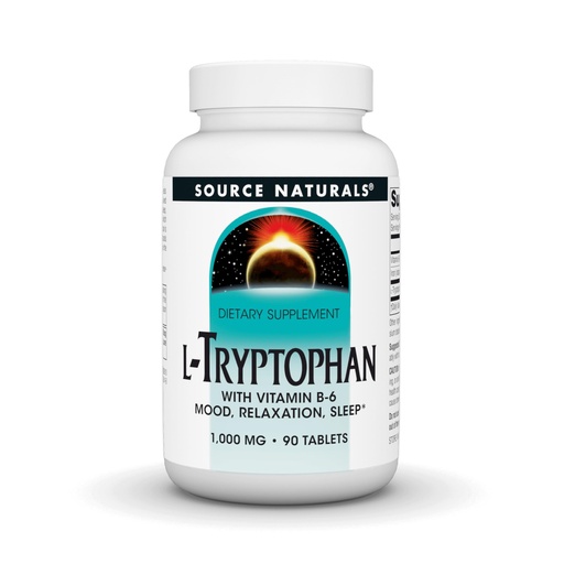 [BRSWICYPOF5WGADK] Source Naturals L-Tryptophan with Vitamin B-6 Support Mood, Relaxation and Sleep -1000 mg - 90 Tablets