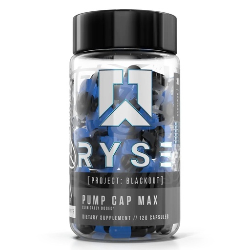 [BRSW22YCBUJWG2DF] RYSE Project Blackout Pump Cap Max - Pre Workout Nitric Oxide Booster Supplement for Men with Betaine Nitrates & Citrulline Peptides for Maximum Muscle Pumps and Blood Flow - 30 Servings (120 Count)
