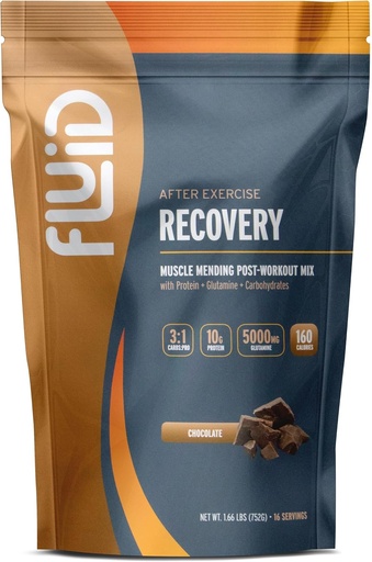 [BRSWIZT7CICGIDIV] Fluid Recovery, Post-Workout Drink Mix, Whey Isolate Protein, L-Glutamine, Carbs, All Natural Ingredients, Gluten-Free, Lactose-Free (Chocolate)