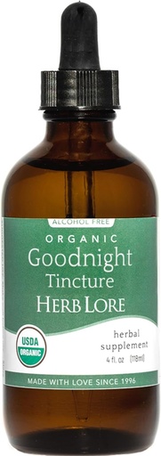 [BRSRAGINAQHGCYLJ] Herb Lore Organic Goodnight Tincture - Liquid Sleep Aid Drops with Valerian Root & Passion Flower Extract for Adults & Kids - Melatonin Free Herbal Sleep Supplement - 4 fl oz