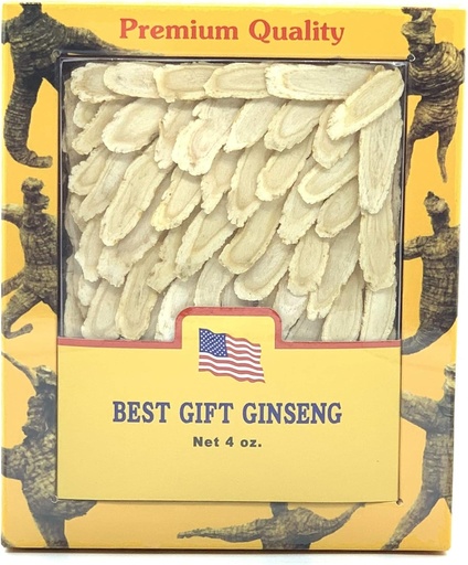 [BRSWGAA3CEMGG2TA] Grade A+ Hand Selected American Ginseng Slice Medium 4oz Box 美国花旗参片