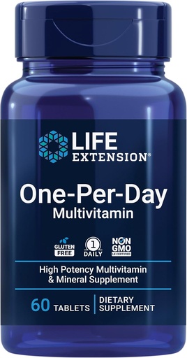 [BRSWGGA7BZ6AECL7] Estensione della vita One-Per-Day Multivitamin – Confezionato con oltre 25 vitamine, minerali ed estratti vegetali, Quercetina, 5-MTHF Folate & More – 1-Daily, Non-GMO, Gluten-Free – 60 compresse