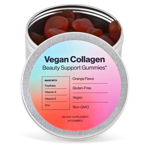 [BRSRMFQ5BANQMALP] Vegan Beauty Support Gummies Collagen Booster with Biotin, Vitamin C, A, E, Folic Acid, and More - 60 Gummies - Plastic-Free Tin - Made with Natural Ingredients