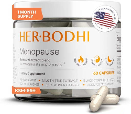 [BRSROAY3C4ARUDTO] Meno- Menopause Hormonal Balance for Women, Estrogen Soy Isoflavones Menopause Supplement for Women, Holy Basil, Ashwagandha, Black Cohosh Hot Flashes Menopause Relief (60 Capsules)