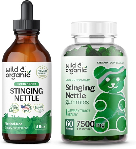 [BRSRAGI6BUGWA3DP] Wild & Organic Stinging Nettle Root Tincture 4 fl oz & Stinging Nettle Root Gummies