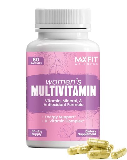[BRSRAFIZAEMQKEL7] MAX FIT Women's Multivitamin – Complete Multivitamin for Women 50+ with Essential Vitamins A, B, C, D, E, Calcium & Iron – Supports Energy, Mood, Hair, Skin, Nails & Overall Health – 60 Capsules