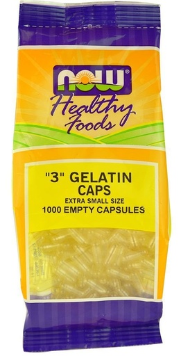 [BRSWIYQ6OUNG23L4] Now Foods - Gelatin ריקה קפסולות בגודל 3 (Extra Small Size) - 1000 Gelcaps