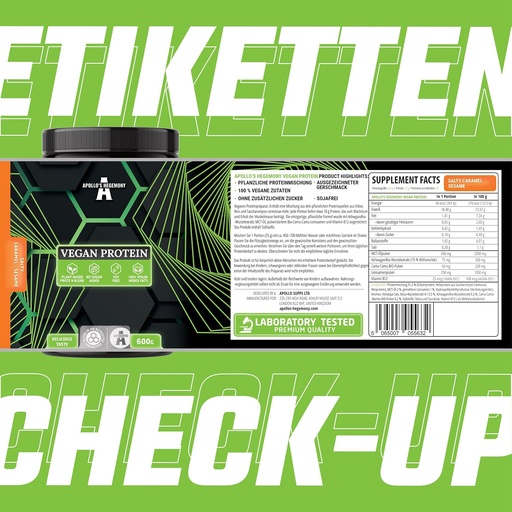 [BRSRMHQHCUPQEC3K] APOLLO'S HEGEMONY Vegan Protein 600g: Plantebasert protein med pea, ris og yeast - rik på Aminosyrer - 24 serveringer - sukker-fri og fortet med vitamin B12, Sesame Flavour