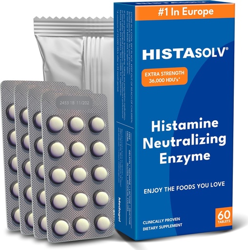 [BRSRA2T5AEMGAHTJ] HISTAsolv Ekstra Kuvvet DAO Enzyme Supplement for Histamine Food intolerance - Eases Digestive Discomfort - Patented Tech - Avusturya'da Yapılan 60 Pack