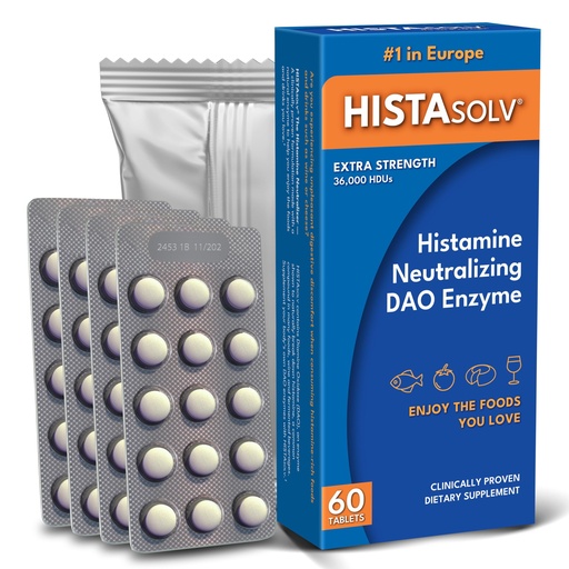 [BRSRA2T5AEMGAHTJ] Medagel HISTAsolv Extra Strength DAO Enzyme Supplement for Histamine Food Intolerance - Eases Digestive Discomfort - Patented Tech - Made in Austria - 60 Pack