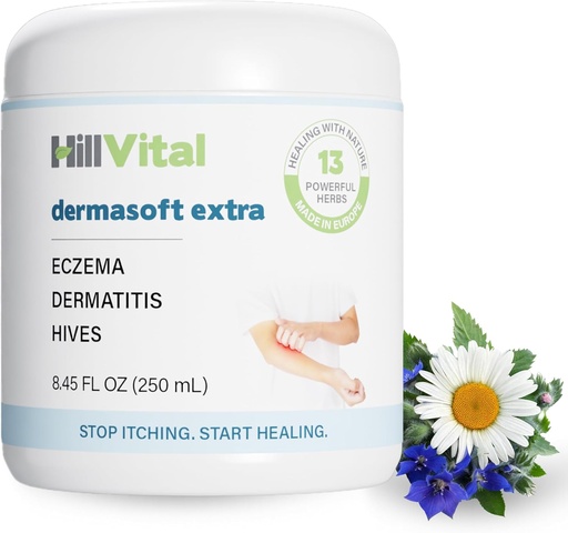 [BRSROZT6BNYBMC3O] HillVital Eczema Cream for Kids - Hydrating Moisturizer for Adults, Herbal Baby Eczema Relief, Itch Relief Hives Treatment, Anti Itch Lotion and Seborrheic Dermatitis Balm 8.5 fl oz