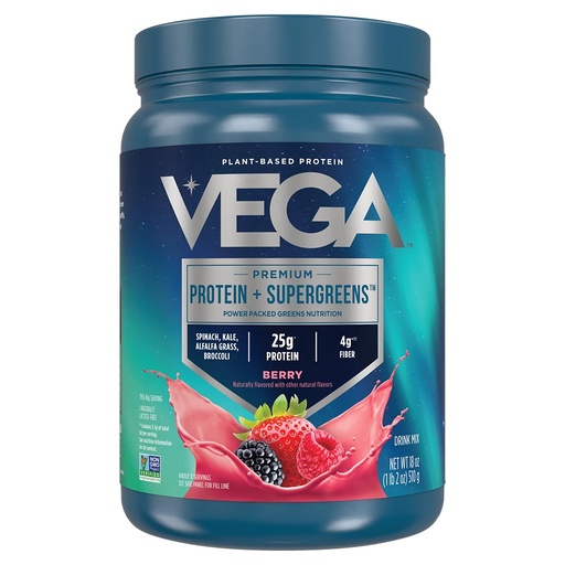 [BRSRAYYKOAMAYCTB] Vega Protein and Greens Protein Powder Mixed Berry (11 Servings) 25g Plant Based Protein Plus Veggies, Vegan, Non-GMO, Pea Protein for Women and Men, 1.2lbs