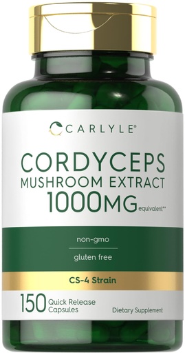 [BRSRO23YBN5AMCD2] Carlyle Cordyceps Mushroom Capsules | 150 Count | CS-4 Strain Mushroom Extract | Non-GMO and Gluten Free
