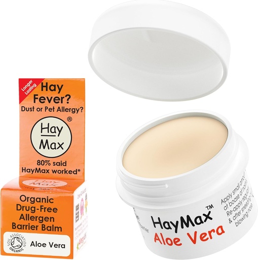 [BRSWIYAMDN6WGCAZ] HayMax Allergen Barrier Balm - Aloe Vera 0.17 fl oz - Organic, Natural & Non-Drowsy Hay Drudzis & Alerģija Relief Balm - Bloki Pollen & Citi Alergēna daļiņas - Great pieaugušajiem, bērniem un grūtniecēm