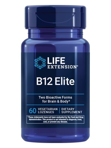 [BRSW2YL4OUMGYEIV] Life Extension B12 Elite, adenosylcobalamin, methylcobalamin, Two Active Forms for Brain Health & Dopamine Production, Non-GMO, Gluten-Free, Vegetarian, 60 lozenges