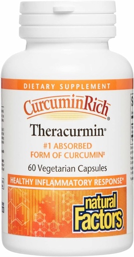 [BRSWIZIYOQCAC2L6] Natural Factors CurcuminRich Theracurmin - Antioxidant Support Supplement with Curcumin - Dietary Supplement Aids Muscle & - 60 Vegetarian Capsules (60 Servings)