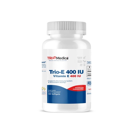 [BRSROYI6CEFWYALX] Trio-E 400 IU Vitamin E (400 IU) dl-Alpha, Dietary Supplement for Antioxidant Health & Immune System, 60 Softgels