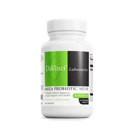[BRSWIZIAOUNAKDT6] DAVINCI Labs Mega Probiotic ND 50 - Non-Dairy Probiotic Supplement with Prebiotic Fiber - Digestive & Immune Health Support* - Gut Support with Beneficial Bacteria* - 60 Vegetarian Capsules