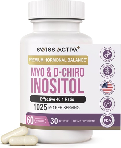 [BRSRA2T5AB7BUDLD] Švajčiarsky Activa+ Labs Myo Inositol Supplement & D-Chiro Inozitol Supplement - Premium Hormone Balance for Women & PCOS Supplements - Regulovať Menstrual Cycle - Ovarian Support - 30 dní dodávky