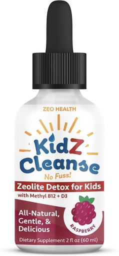 [BRSRAEL4CEAQKDQV] Kidz Cleanse | Zeolite Detox for Kids | Development, Behavior, Energy and Gut Health Support Supplement | Easy to Take, Pure Liquid Zeolite Drops + Methyl B12 + D3 (Raspberry Flavor) - 2oz