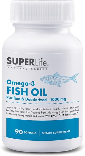 [BRSWGBATOBYG2CLO] Omega-3 Fish Oil - 1000 mg Purified &quot; Deodorized from Wild Caught Fish with EPA &quot; DHA Fatty Acids | Supports Heart, Brain, Hair &quot; Skin Health  - supplement - 90 Softgels