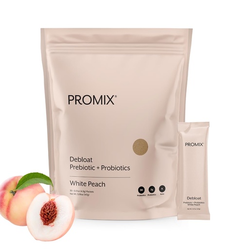 [BRSROBIEC57QK3TL] ProMix Nutrition Debloat Prebiotics and Probiotics, Bloating Relief for Women, Gut Cleanse Detox for Men and Immune Support - White Peach - 30 Servings (Pack of 30)