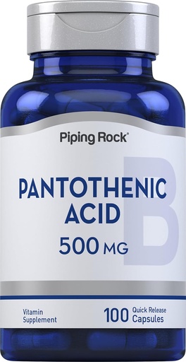 [BRSROBQCCACBUEYV] Piping Rock Pantothenic Acid 500mg 100 Capules MrChanz com Calci d-Pantont Non-GO, Gutluen Free suplementari