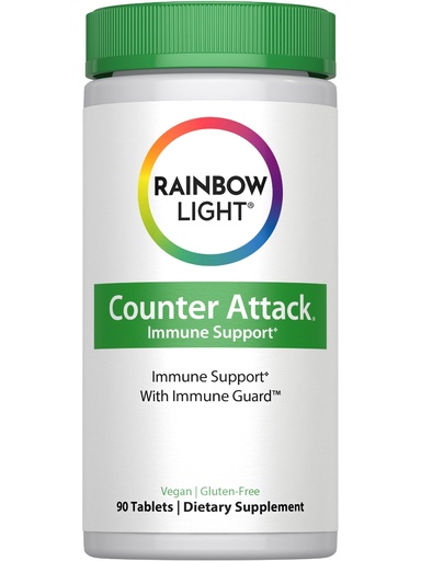 [BRSWIYYNBEGRUFAZ] Rainbow Light Counter Attack Immune Defense Support Supplement for Adults | 90 Tablets | with Immune Guard, Zinc & Vitamin C