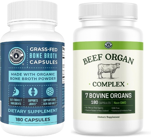 [BRSRA2T3OQCRQ2T3] Left Coast Performance Bone Broth kapsulak 180 Count + Beef Organ Complex kapsulak 180 Count