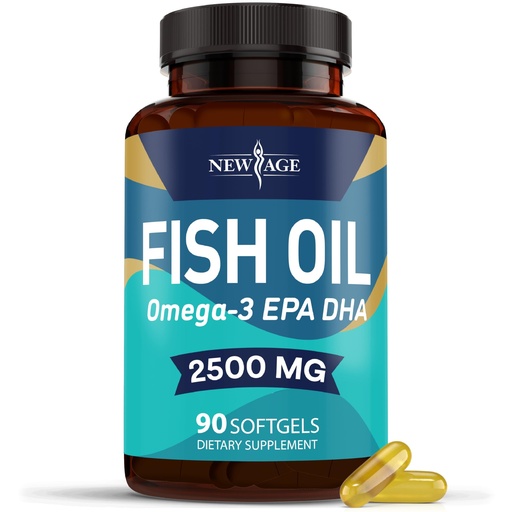 [BRSWYHT6OIFRU3DK] NEW AGE Omega 3 Fish Oil Supplement Immune & Health Support – Promotes Joint, Eye & Skin Health - Non GMO - EPA, DHA Fatty Acids Gluten Free (90 Softgels (Pack of 1))