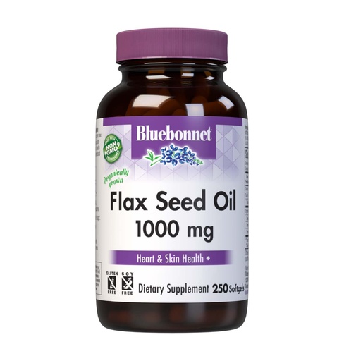 [BRSWIYY3BZ6B2YLI] BlueBonnet Flax Seed Oil 1000 mg - Omega 3 6 9 Fatty Acids Heart Health & Skin Support for Women & Men - Cold-Pressed, Organic Flaxseed Oil Capsules - Non-GMO, Gluten-Free, Soy-Free - 250 Softgels