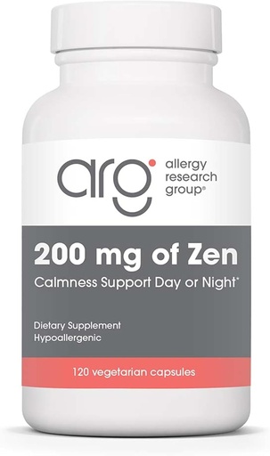 [BRSWIYQOCZ6QAALE] Alergia Research Group 200 mg Zen - GABA L- Theanine Supplement, Natural Calm, Sleep & Relax Support for Women & Men, Take Day or Night for Relaxation & Calm Energy - 120 Kapsułki wegetariańskie