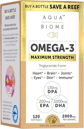 [BRSWKYQ7OMJR2CLM] Enzymedica Maximum Strength High Potency Fish Oil, EPA DHA Omega 3 supplement , Burpless, 120 Softgels