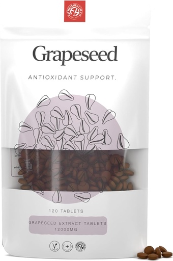[BRSRMHT4CMDWYYLZ] Fitness Health Grapeseed Extract Tablets 12000mg | High Strength Supplement | Pure Grapeseed Extract Vegan Tablets | Manufactured in The UK |120 Tablets