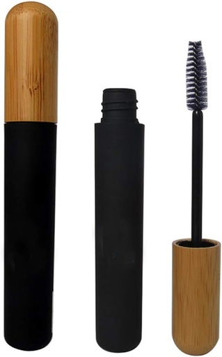 [BRSWGAQDOYDWKAI2] mollensiuer 2Pcs 6ml Refillable Empty Mascara Tube Bottles Vials Black Reusable Eyelash Cream Container Bottle with Eyelash Wand and Bamboo Cap for DIY Mascara, Travel