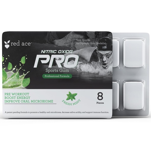 [BRSRMHAFDENB4YDO] Red Ace Nitric Oxide PRO Sports Chewing Gum with Vitamin C and Zinc Citrate - 8 Pieces (Fresh Mint)
