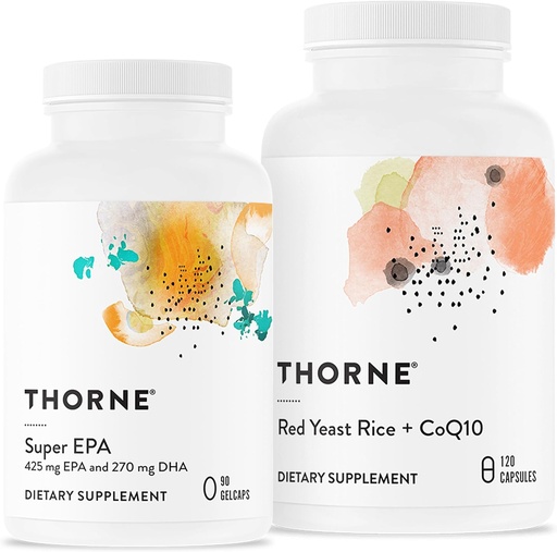 [BRSRAZQOA4NR63IV] THORNE - Super EPA and Red Yeast Rice & CoQ10 Bundle - Supports Cardiovascluar, Joints, Brain, and Skin Health - 90 to 120 Servings