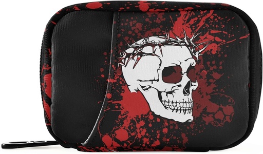 [BRSW2EA5AR6W2HIZ] Cool Halloween Skull pil Box 7 Dag pil geval Travel pil Organizer Bag met rits draagbare wekelijkse geval Compacte grootte voor vitamine supplement houder