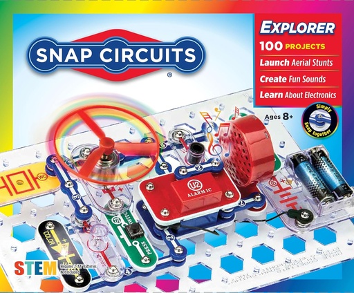 [BRSWIYTZPMFREA3F] Snap Circuits Jr. SC-100 Electronics Exploration Kit, Over 100 Projects, Full Color Project Manual, 28 Parts, STEM Educational Toy for Kids 8 +