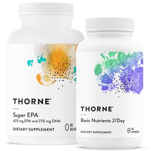 [BRSROH35CR4GKCTP] THORNE - Wellness Essentials Bundle - Omega-3 & Multivitamin Combo - Super EPA & Basic Nutrients 2/Day - 30 Servings