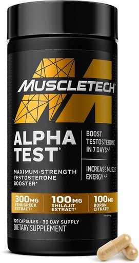 [BRSWKZIAOMEG2EDA] MuscleTech Testosterons Booster vīriešiem, AlphaTest - T-Boost Vīrieši Papildinājums ar Tribulus Terrestris & Boron - Daily Male Vingrot Papildinājumi muskuļu augšanu, izturību un enerģiju - 120 tabletes