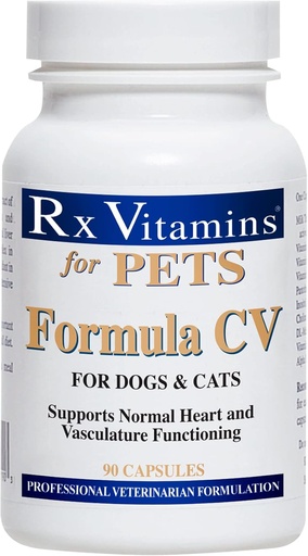 [BRSWKFIFON4BA33O] Rx Vitamins Formula CV for Dogs & Cats - Cat and Dog Heart Health - Feline & Canine Cardiac Support - 90 ct