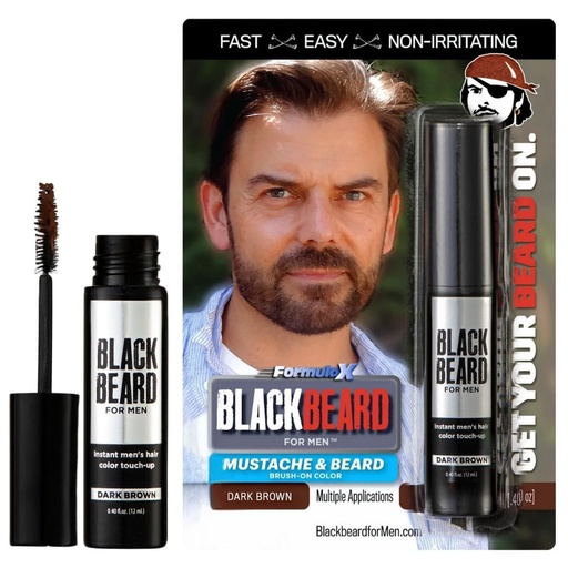 [BRSWI232CR6GGH3I] Blackbeard for Men Instant Beard Color - All Day Beard, Kumis, Eyebrow, dan Sideburns Color - Sementara, Beard Hiperallergenik Dye Alternatif - Sampai 45 aplikasi - Brown Gelap, 1 Pack