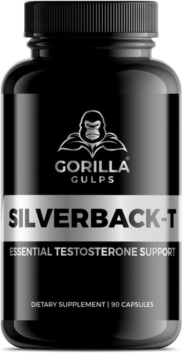 [BRSROAA2BF6BOG3B] Gorilla Gulps | Silverback-T | Essential Testosteron Support | Men Stamina, Endurance, & Strength Booster | 90 Kapsüller