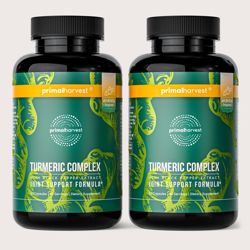 [BRSRMHAHDJYRGHL7] Primal Harvest 2 Pack, Primal Turmeric Complex w/Black Pepper Extract, Joint and Mobility Support Supplement for Women & Men, 120 Capsules