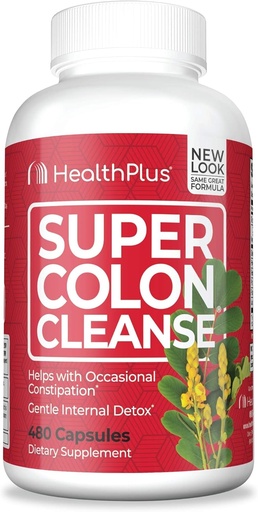 [BRSWIFQQCQIQGCTE] Health Plus Super Colon tīrīt: 10-Day Cleanse -Detox -Detox 12 Cleanses, 480 Count (Iepakojums var atšķirties)