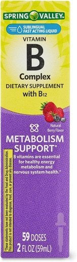 [BRSROAI2CACR4EYU] Suplemento dietético complexo de vitamina B con B12, Berry Flavor, 2 fl oz