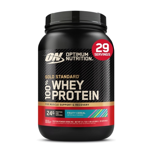 [BRSROBQNOQHGGE3G] Optimum Nutrition New Flavor Gold Standard 100% Whey Protein Powder, Fruity Cereal, 1.98 Pound (Pack of 1) (Packaging May Vary)