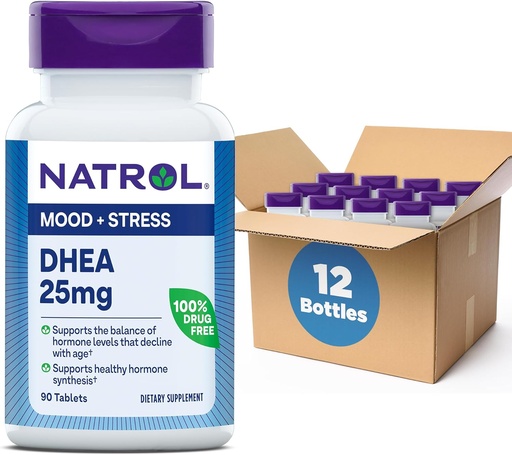 [BRSRMAL7DINB6HQ4] Natrol Mood & Express DHEA 25mg, 荷尔蒙水平平衡补充剂,90平板,90天供应