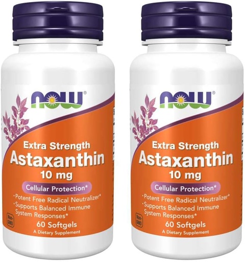 [BRSWGBI2DNYROALD] NOW Foods Astaxanthin 10mg 60 SoftGels (2 Pack)